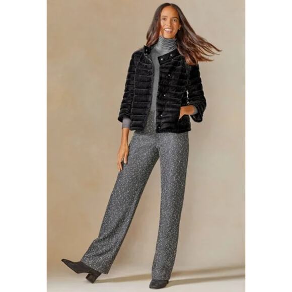 J. Mclaughlin Carter Sequin Trousers Slacks Pants Wide Leg Gray Silver Black 6 - Picture 1 of 10